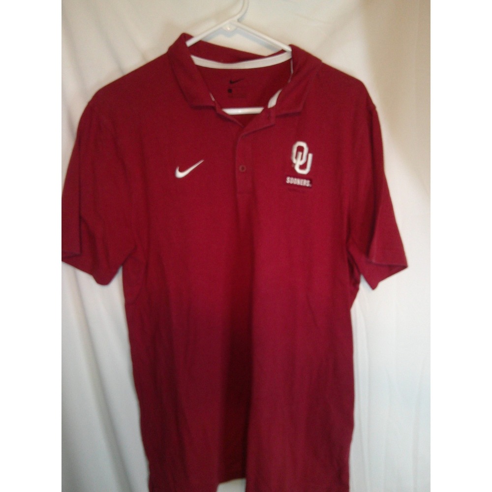 Vintage Nike Oklahoma Sooners Polo Shirt NCAA College Team Logo Red Mens Size‎ L